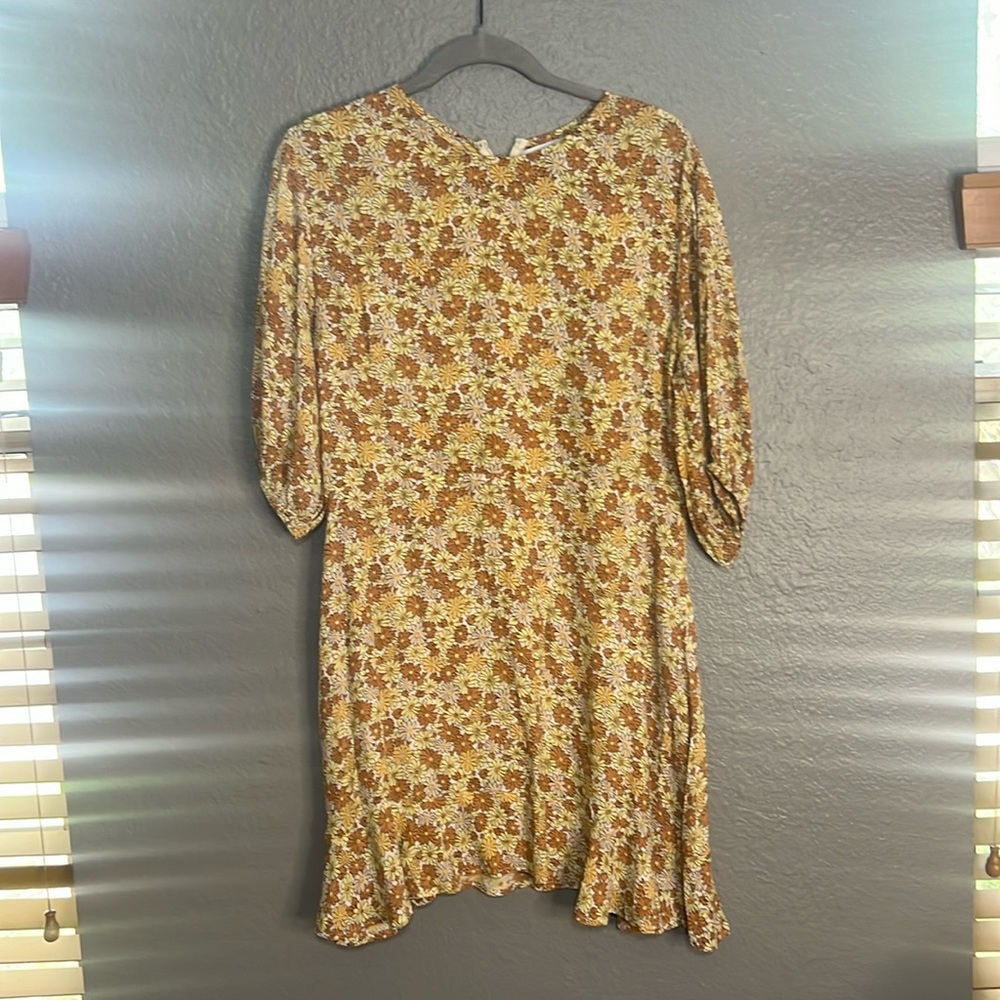 Faithful the brand puff sleeve mini dress flower print